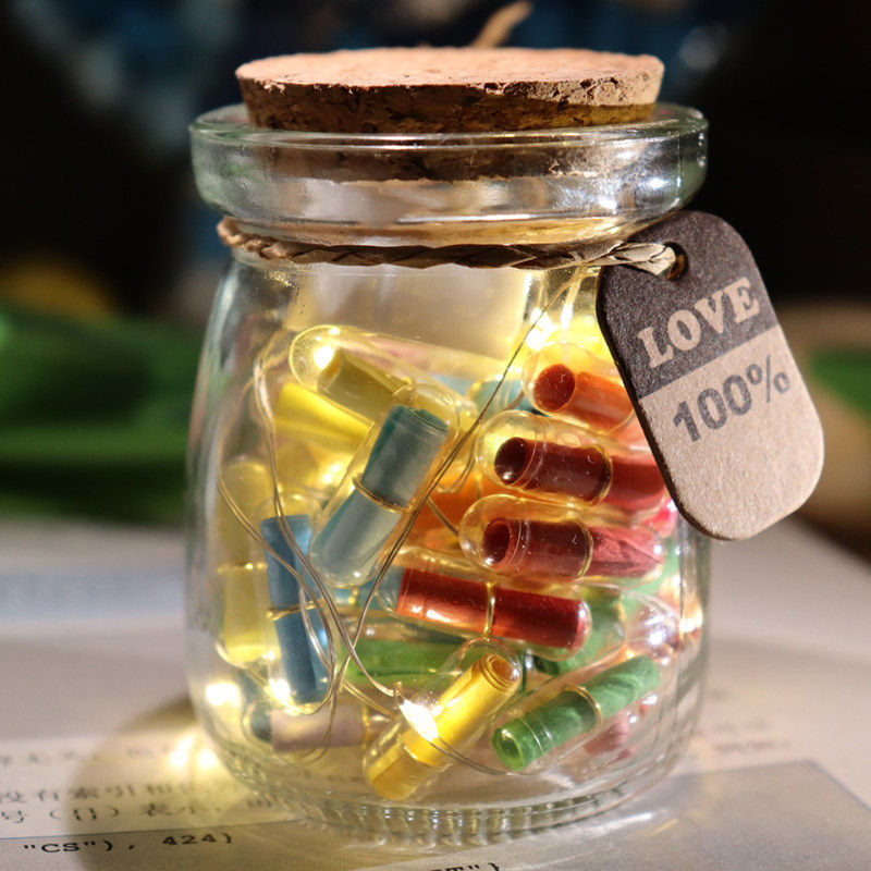 DIY情书胶囊许愿瓶带灯玻璃星星瓶创意生日礼物送女友情人节礼物