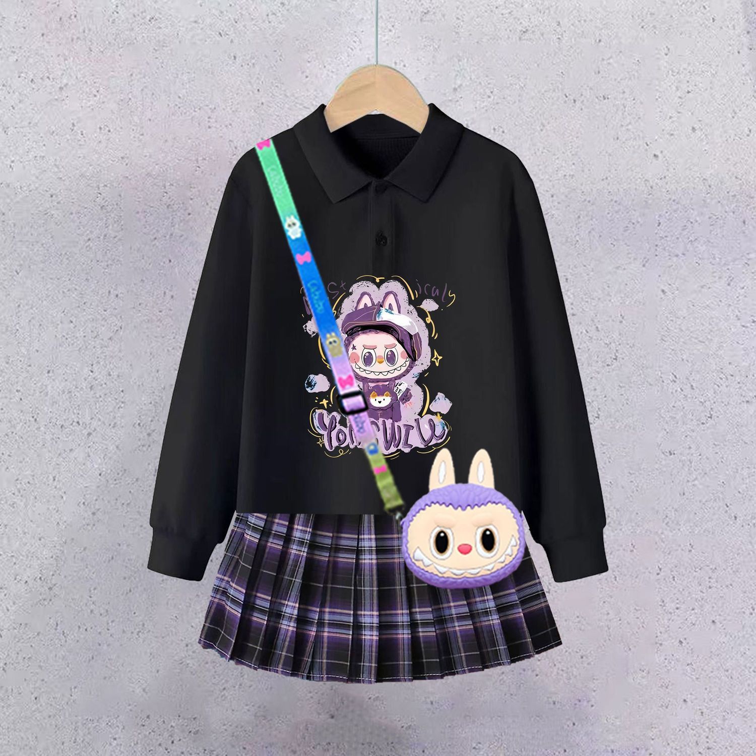 女童polo衫春秋款2025新款套装