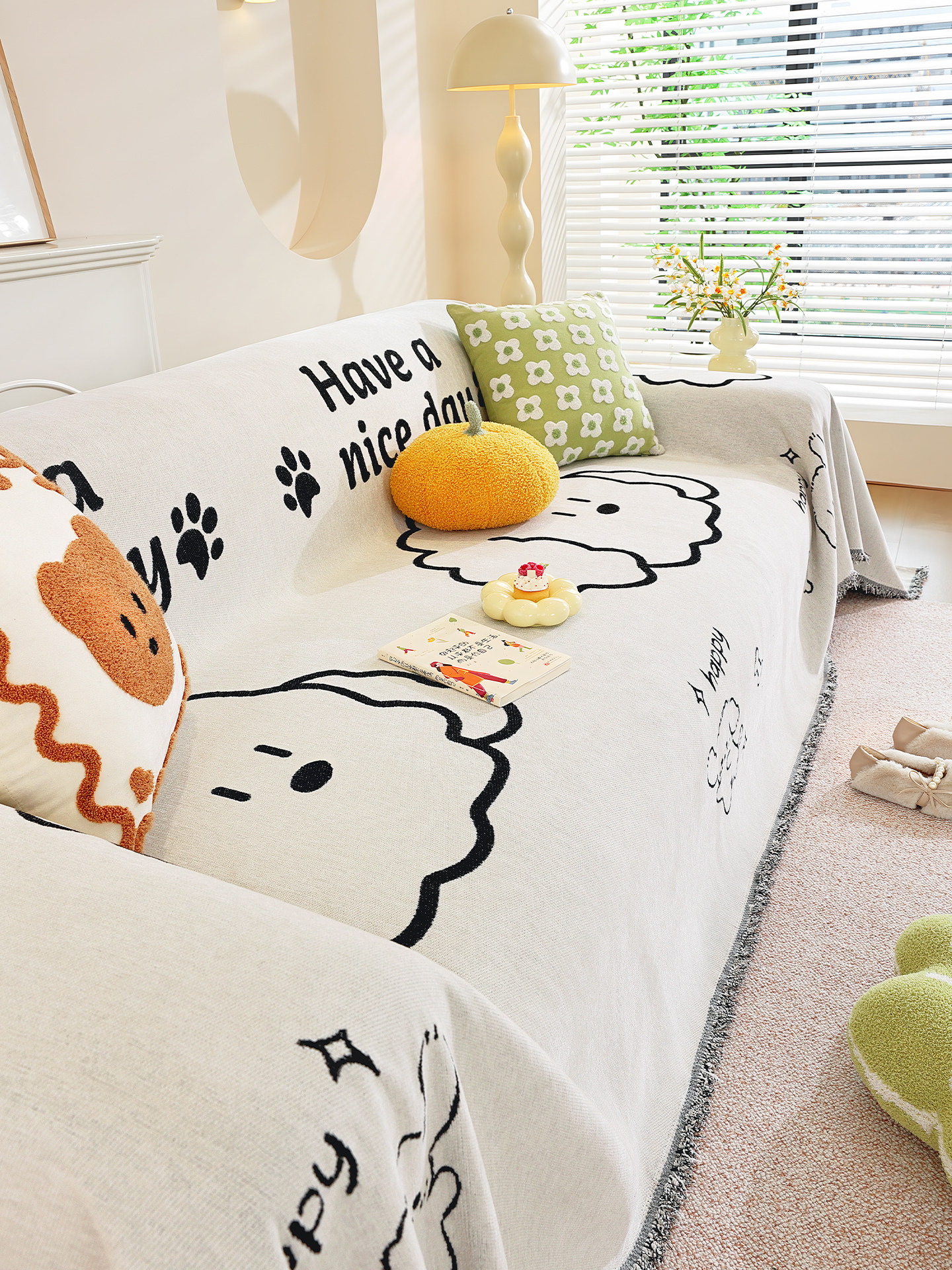 ins风卡通沙发巾一整张全盖沙发套罩2025新款四季通用防猫抓盖布,居家布艺,沙发套,淘宝优惠券,粉丝福利购,淘宝优惠卷