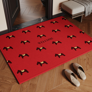 马年红色入户门地垫2026新款门口地垫新年喜庆红色地垫大门口地毯