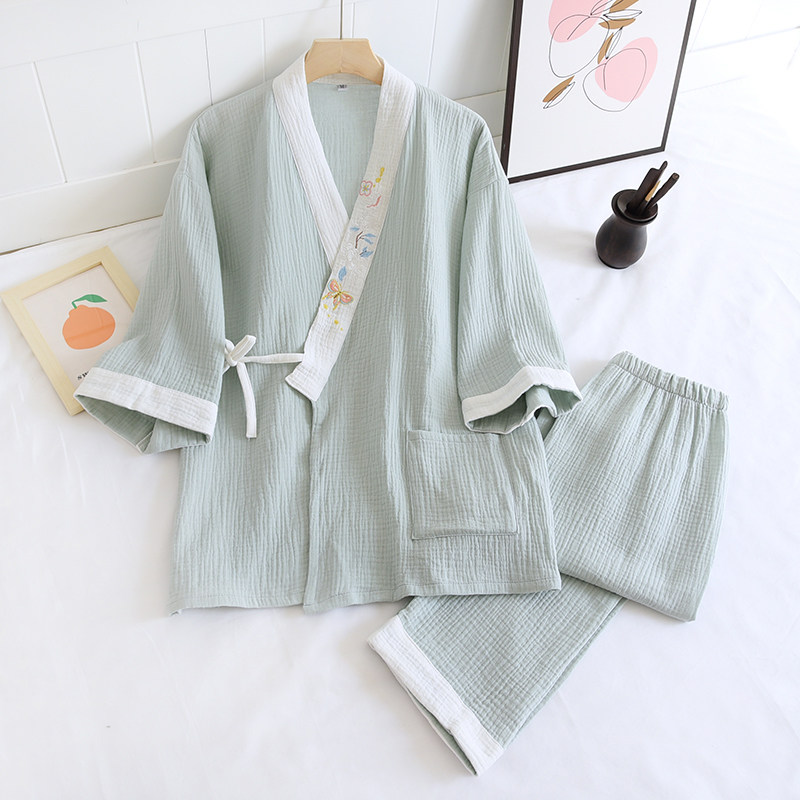 女士古风睡衣春夏纯棉纱布薄款宽松茶服禅意文艺中国风汉服家居服