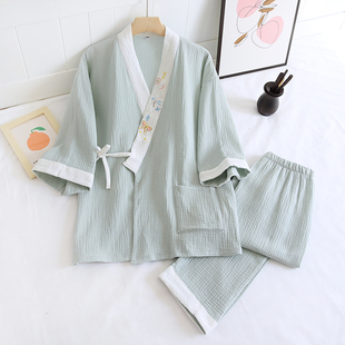 女士古风睡衣春夏纯棉纱布薄款宽松茶服禅意文艺中国风汉服家居服