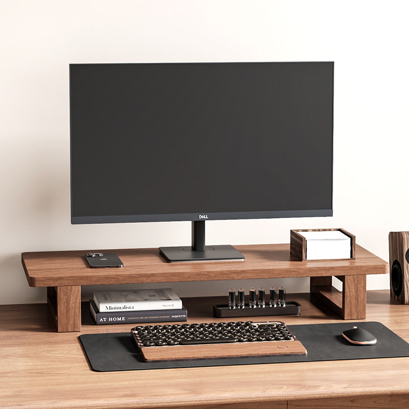 实木增高架电脑显示器台式办公桌桌面收纳架置物架笔记本支架