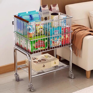 小推车中古风零食置物架客厅沙发旁移动书包玩具多层收纳架脏衣篮