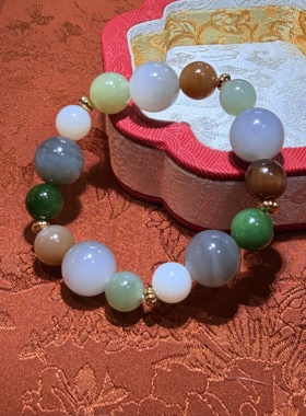 [琳琅]和田玉莫兰迪色系多宝手串