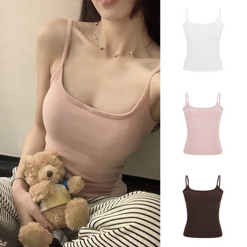 MosesQueen魔西女王双面绒纯欲吊带背心遮幅乳内搭可拆卸胸垫女