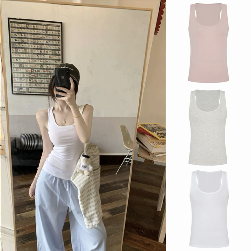 MosesQueen魔西女王辣妹工字背心女2025夏季U领百搭无袖外穿上衣