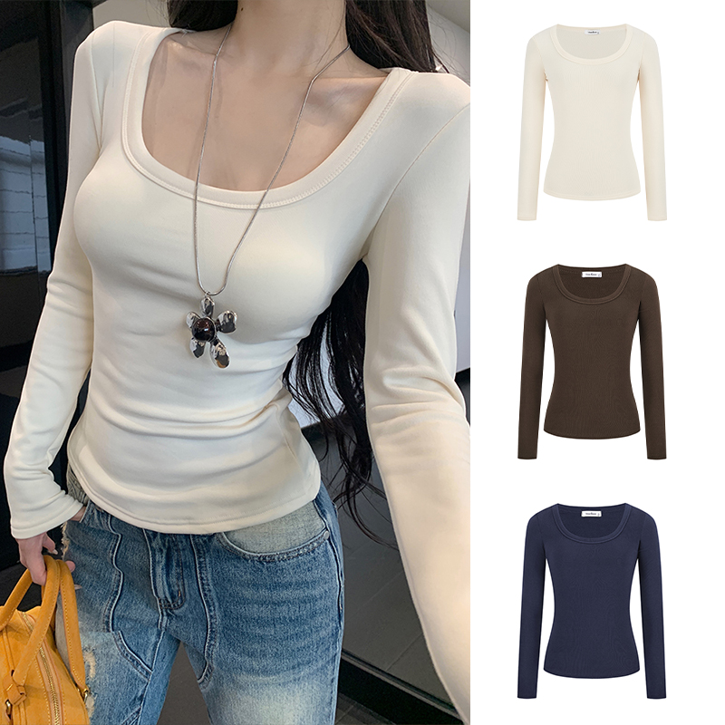 加绒加厚秋冬保暖打底衫上衣