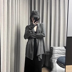 MosesQueen魔西女王长款针织衫女2025秋季新款宽松慵懒风休闲外套