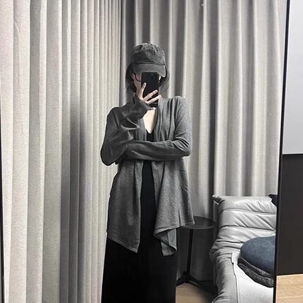 MosesQueen魔西女王长款针织衫女2025秋季新款宽松慵懒风休闲外套