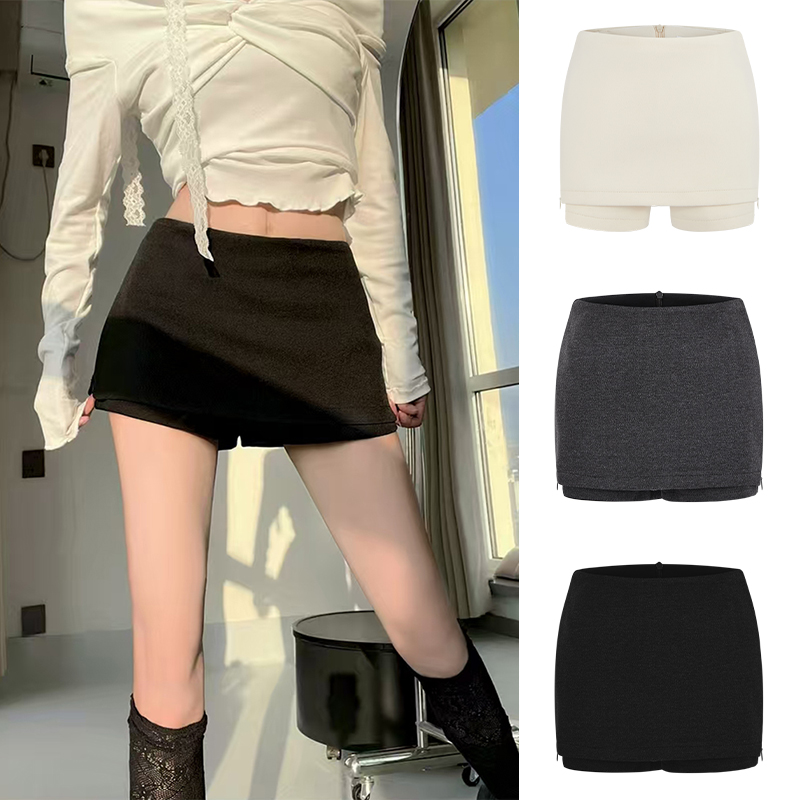 MosesQueen魔西女王高腰翻片侧开叉防走光裤裙女百搭西装半身裙