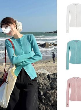 MosesQueen魔西女王韩系chic针织开衫秋装新款修身黑色上衣外套