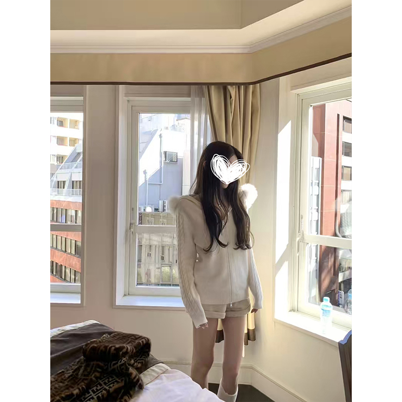 毛领连帽麻烦毛衣秋冬