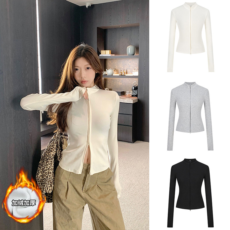 MosesQueen魔西女王加绒加厚美式辣妹双拉链外套女立领修身上衣,女装/女士精品,短外套,淘宝优惠券,粉丝福利购,淘宝优惠卷