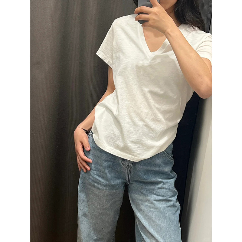 宽松T恤短袖微透纯棉半袖上衣