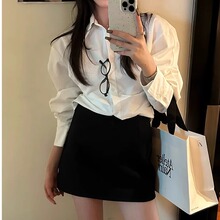MosesQueen魔西女王高腰a字短裙秋冬新款加厚百搭简约保暖半身裙