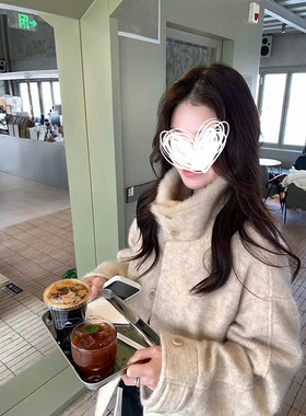 MosesQueen魔西女王毛呢外套女秋冬加厚呢子大衣宽松收腰立领上衣