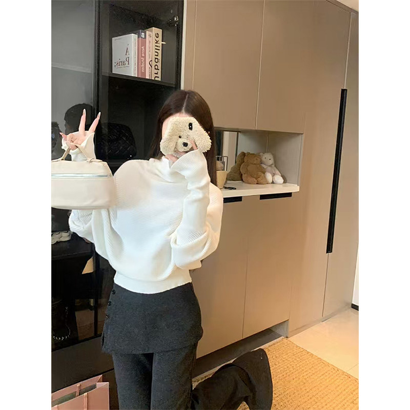 MosesQueen魔西女王垂感软糯针织毛衣女秋冬内搭宽松百搭套头上衣