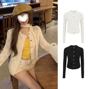 设计感气质上衣 新款 MosesQueen魔西女王白色辣妹镂空针织开衫 秋季