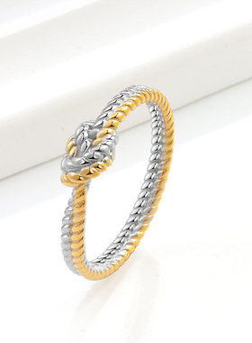 两股绳结扭结结扣戒指女简约时尚欧美风食指环跨境s925纯银