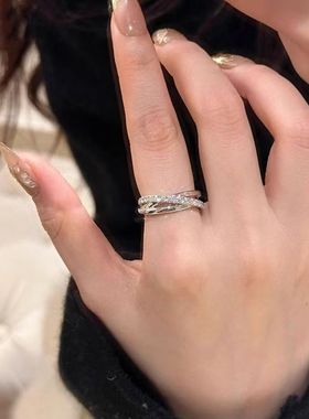 简约冷淡风三环交叉开口戒女个性