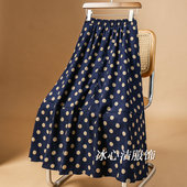 复古波点加厚磨毛灯芯绒半身裙女秋季 2025新款 A字大摆伞裙长裙冬