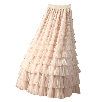 C位仙女超长款网纱蛋糕裙半身裙