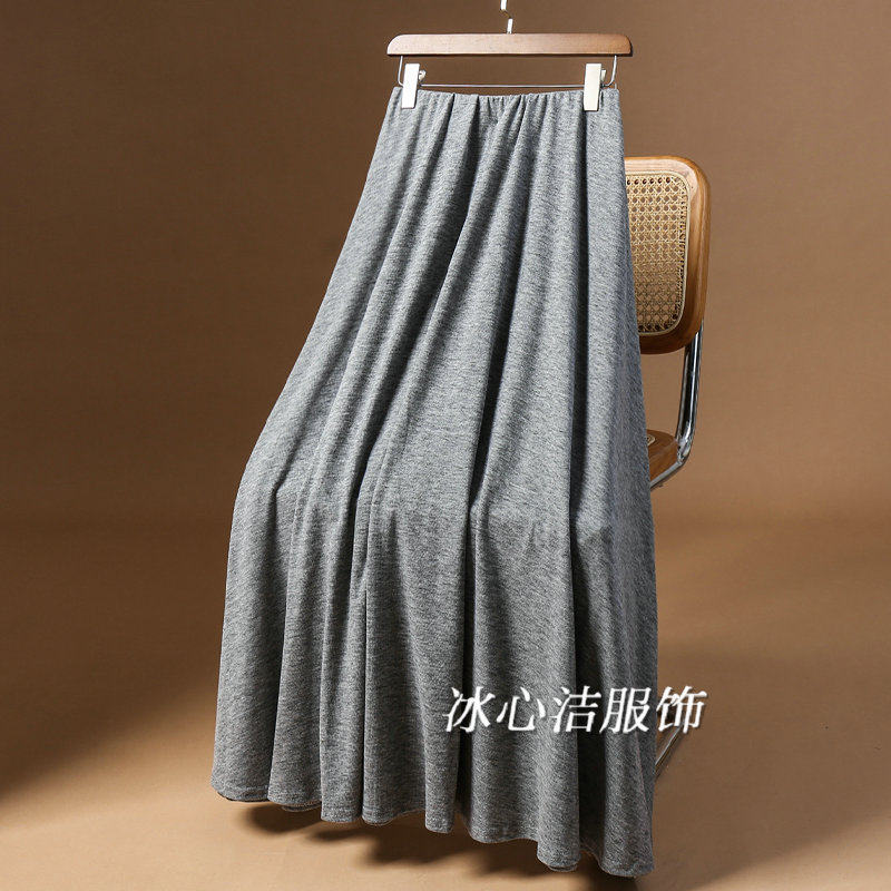 垂感气质灰色针织半身裙女夏季2026新款显瘦a字裙子舞蹈半裙长裙