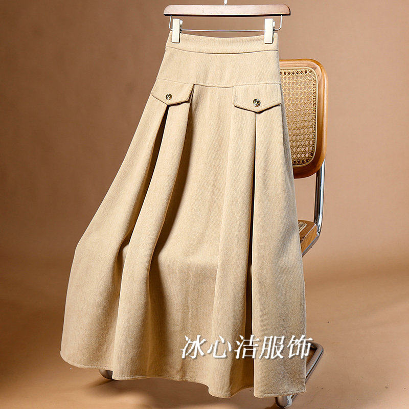 秋冬复古加厚条绒半身裙女冬季2024新款小个子中长款裙子半裙长裙