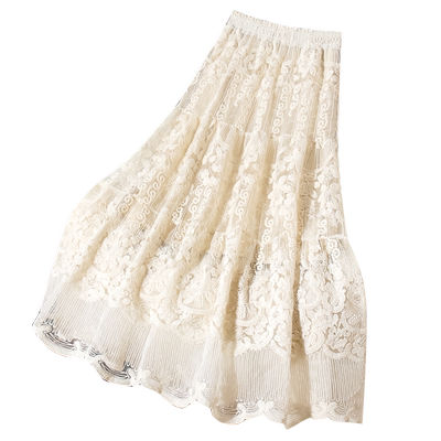 蕾丝欧根纱蛋糕裙网纱半身长裙