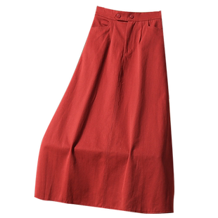 夏日高级好看红色工装牛仔半身裙女夏2025新款小个子裙子半裙长裙