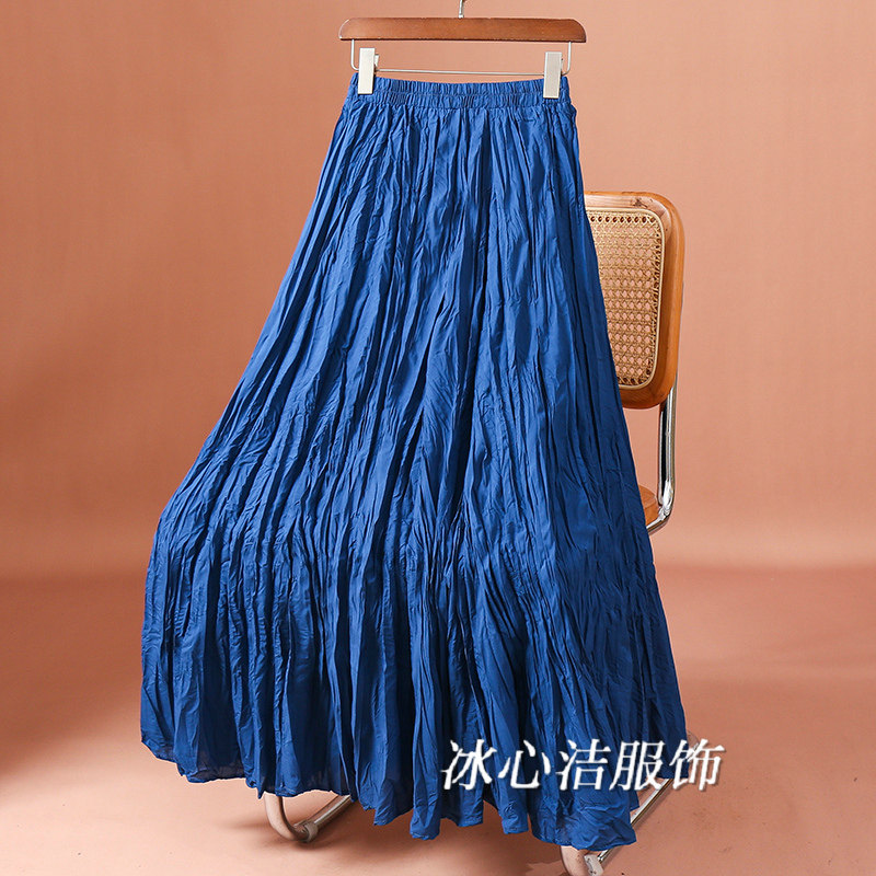 冬天好看垂感大摆褶皱半身裙女2025新款A字半裙伞裙百褶裙子长裙