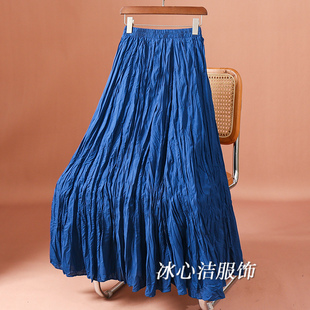 冬天好看垂感大摆褶皱半身裙女2025新款A字半裙伞裙百褶裙子长裙