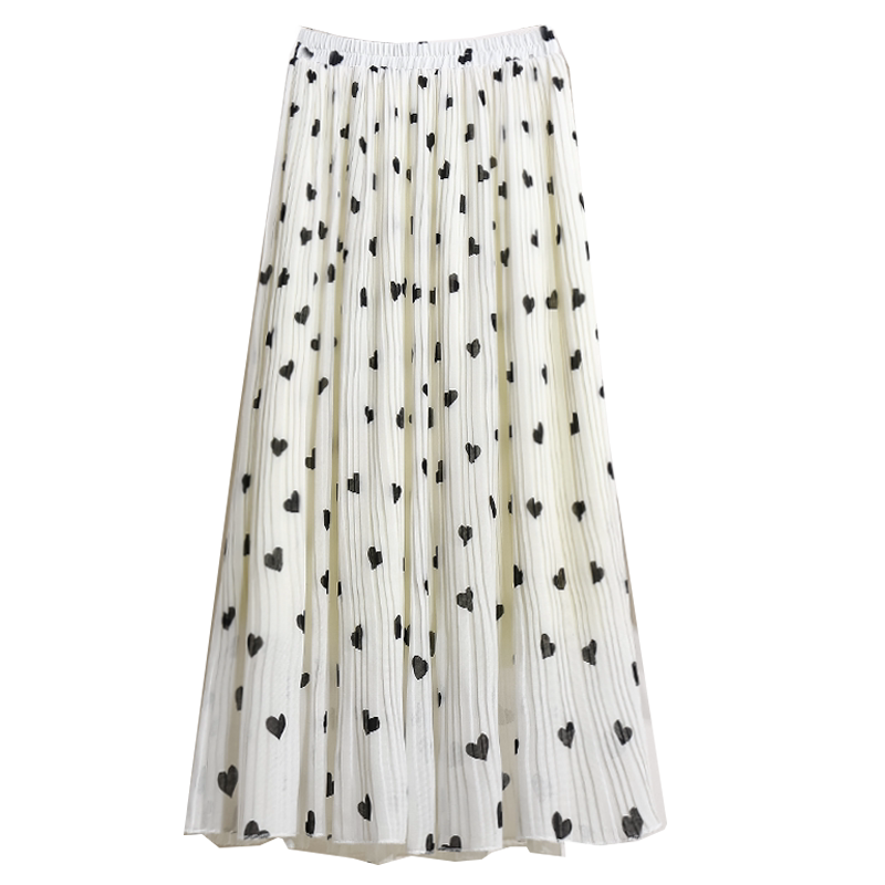 热卖！爱心波点雪纺百褶裙半身裙