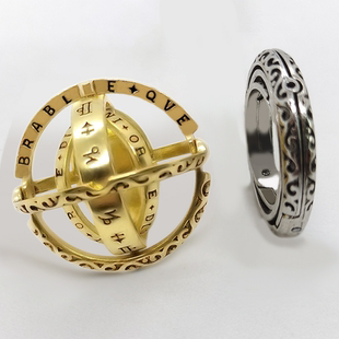 爆款德国天文球戒指项链欧美翻转变形宇宙地球仪不掉色饰品