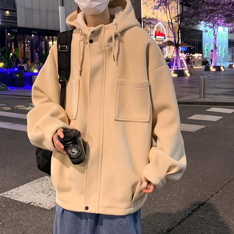 毛呢外套男秋冬款加厚男士风衣冬季新款男生韩版夹克男装短款大衣