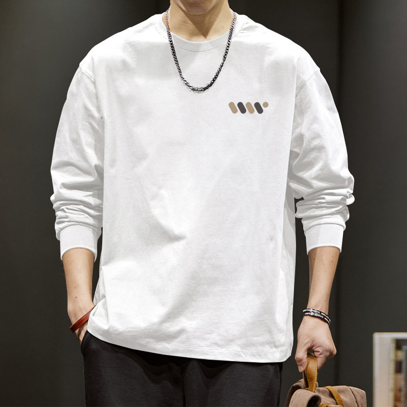 重磅t恤长袖男秋冬季内搭上衣宽松纯棉体恤秋冬白色打底衫衣服