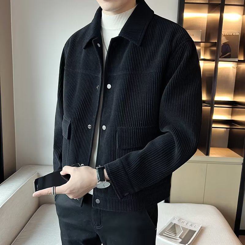 春秋季夹克外套男2025新款高级感青年工装休闲翻领大码上衣外套潮