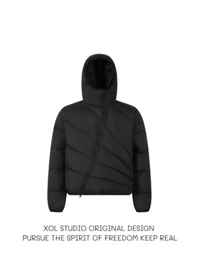 XOL 斜拉链白鸭绒轻薄排骨款羽绒服男女冬季轻薄加厚保暖解构棉服
