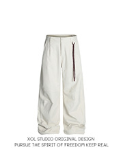 XOL 原创小众带配饰分割解构休闲裤男女宽松简约休闲百搭直筒裤
