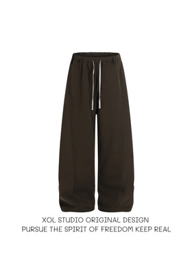 XOL 美式复古慵懒运动休闲卫裤男潮牌痞帅情侣阔腿松弛弯刀休闲裤