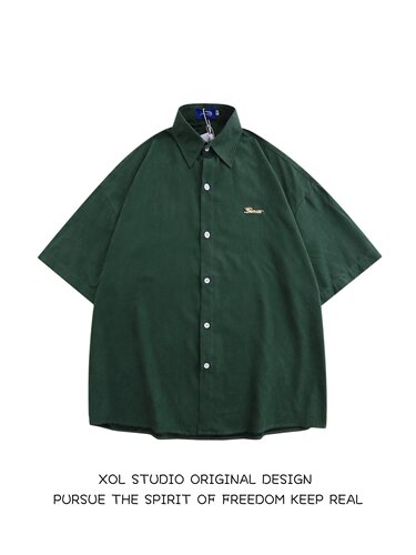 日系森系复古文艺简约短袖衬衫