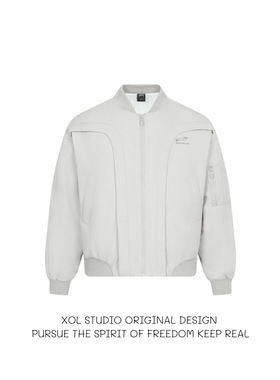 XOL 美式解构弧形bomber飞行员夹克棉服男女加厚保暖cleanfit外套