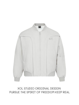 XOL 美式解构弧形bomber飞行员夹克棉服男女加厚保暖cleanfit外套