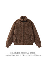 XOL 美式复古美拉德羊羔毛立领外套男女冬季加厚保暖宽松潮流棉服