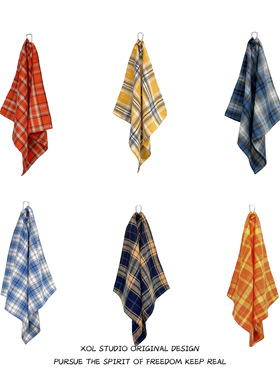 XOL 美式街舞嘻哈扎染格子方巾男潮牌腰巾情侣挂饰裤巾hiphop配饰