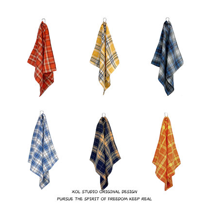 XOL 美式街舞嘻哈扎染格子方巾男潮牌腰巾情侣挂饰裤巾hiphop配饰