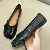 褶皱分趾鞋 女2025春新款 猪蹄tabi芭蕾舞单鞋 顶版 羊皮浅口平底鞋