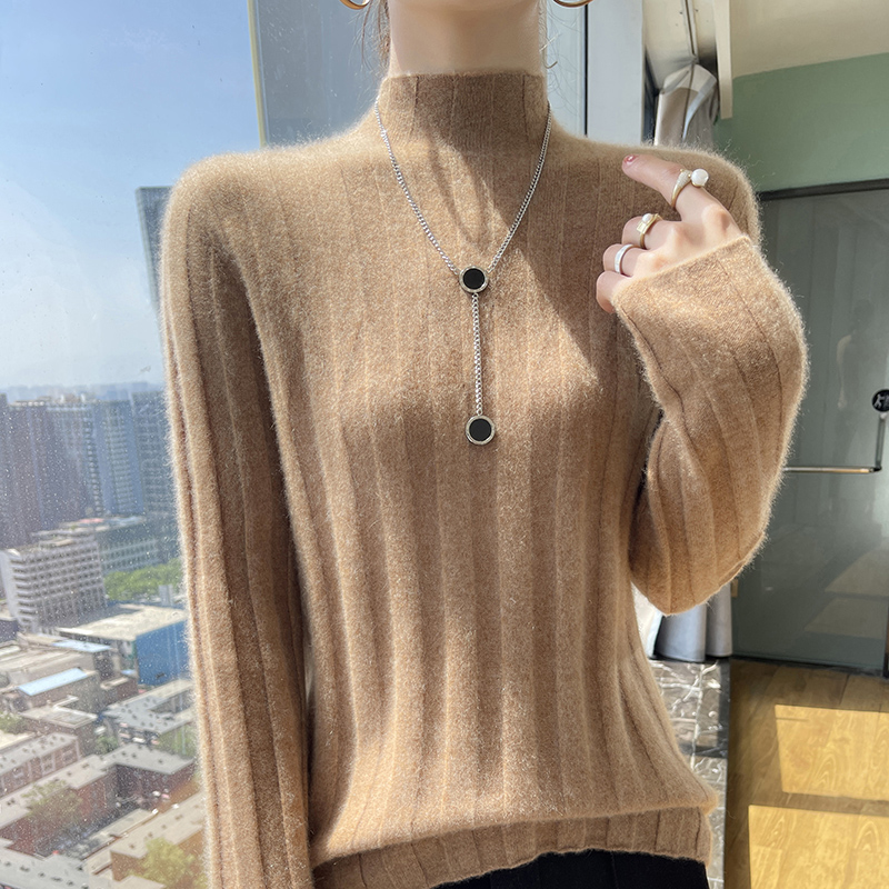 羊绒衫女100 一线成衣纯山羊绒宽松毛衣秋冬新款大码高领内搭打底