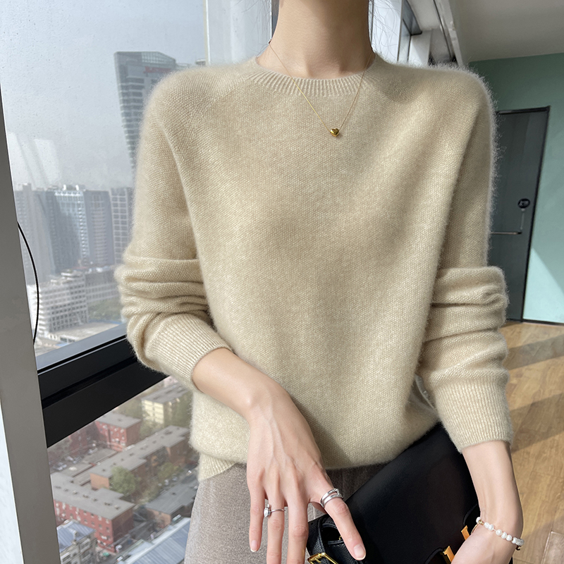 一线成衣无缝圆领羊绒衫女100纯羊绒洋气新款显瘦毛衣针织打底衫